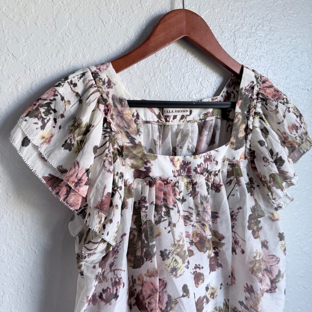 Ulla Johnson Kiki Top Blouse Floral Daisy Silk Womens 12 Boho Cottagecore NWOT - Picture 9 of 11
